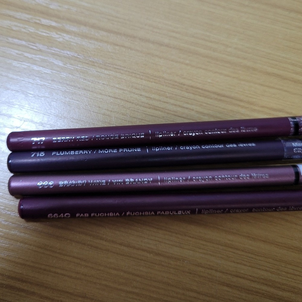 4 Lip Liners - Berry Red, Plumberry, Brandy Wine, Fab Fuchsia